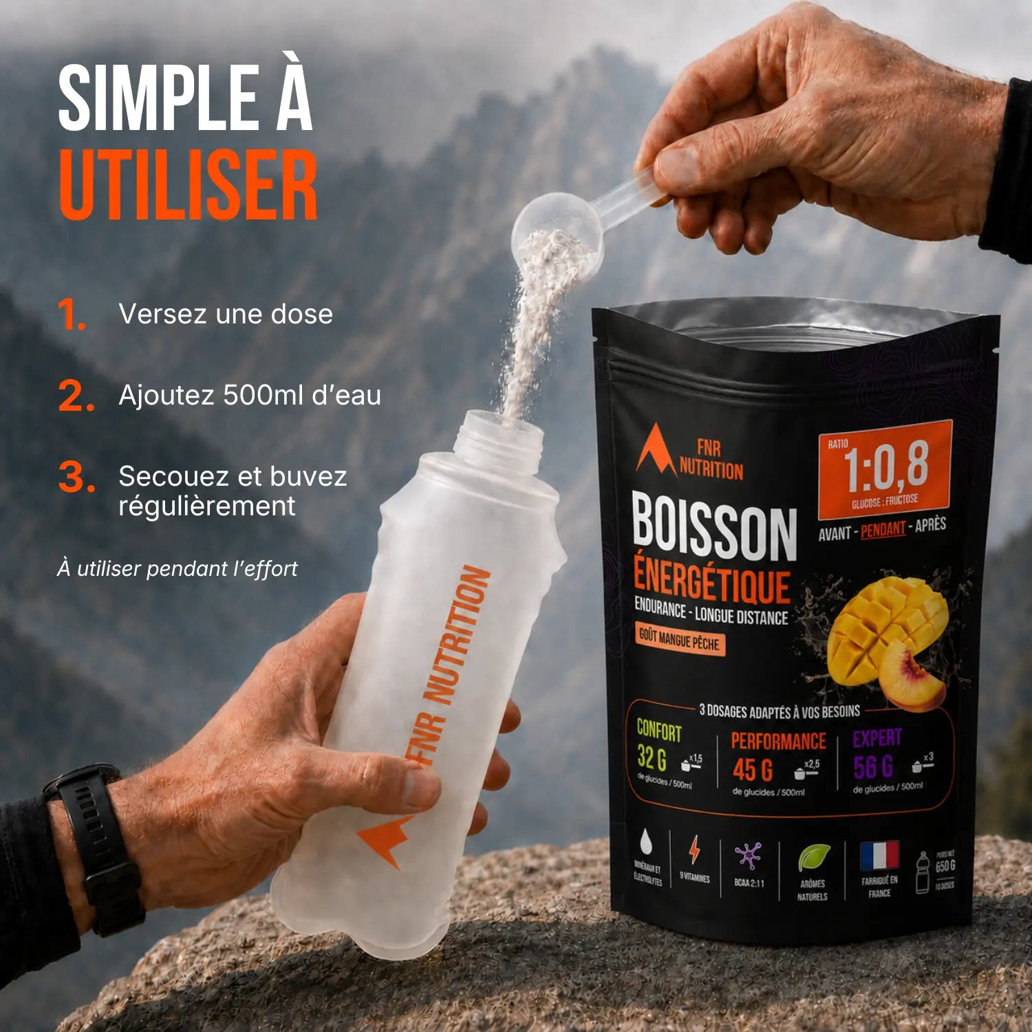 Boisson Endurance - facile à utiliser Mangue Pêche FNR Nutrition