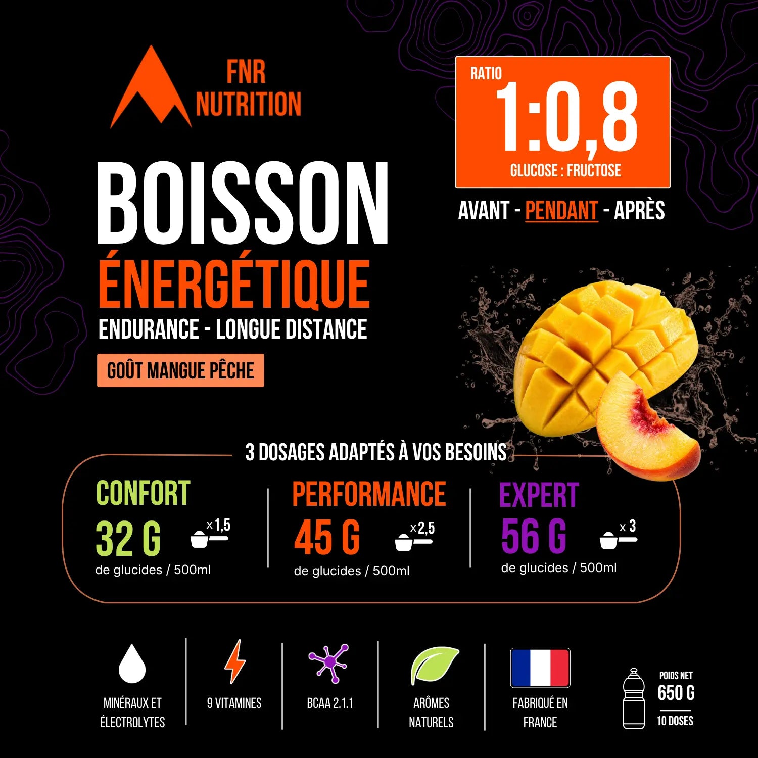 Boisson Endurance - Mangue Pêche FNR Nutrition